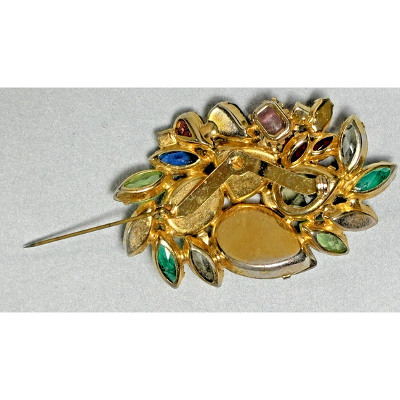 40s Designer Multi-Color 3" Brooch/Pin Sparkly Vibrant Colorful - Picture 11 of 13